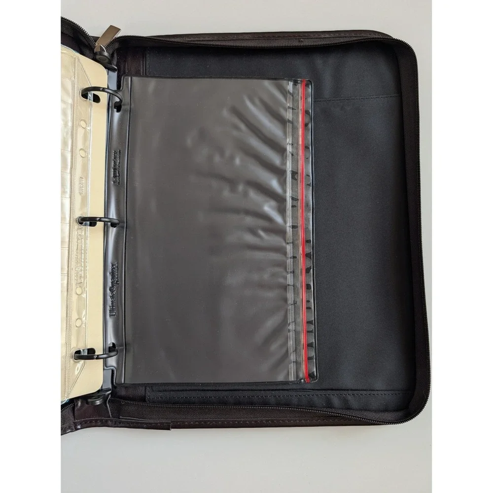 Dark Brown Faux Leather Zippered 3-Ring Portfolio Binder Organizer‎ with Inserts